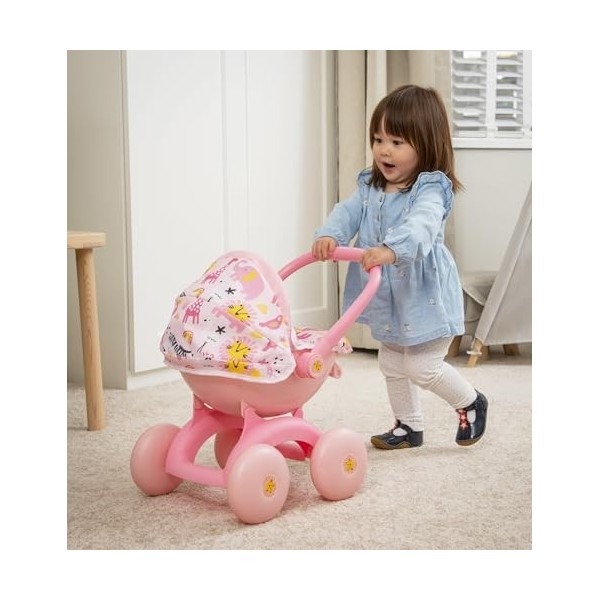 Babyboo Poussette 4 en 1 My First Landau | Imprimé Jungle | Poussette pour enfants, nacelle, siège bébé | Accessoires de poup