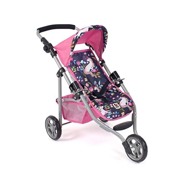 Bayer Chic 2000 - Poussette Lola, Jogging, Poussette pour Poupées, Poussette Licorne, 612-43, Navy, Rose