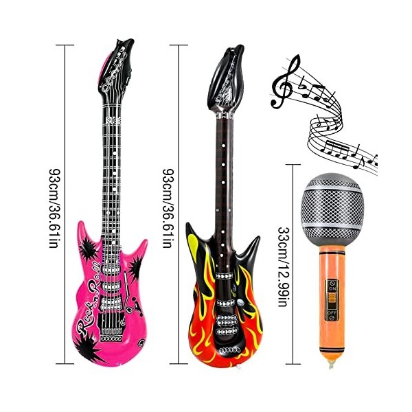 Lot de 4 guitares gonflables, ensemble dinstruments gonflables Air Guitar Air Guitares Air Guitares Rockstar gonflables Part