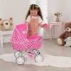 Dolly Tots Poussette pour bébé | Imprimé Pois Roses et Blancs | Système de Voyage pour Enfants avec Capuche réglable et Range