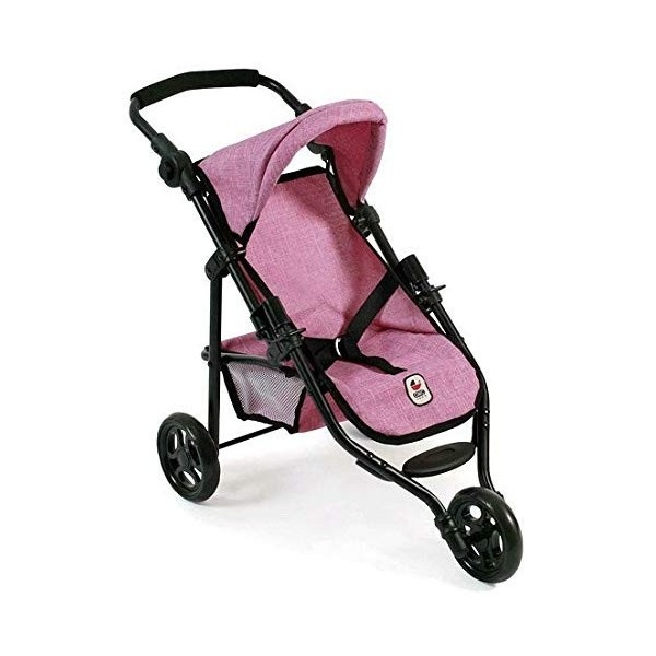 Set Poussette 3 Roues Sport Rose : Pliable et avec poignée réglable 33-62cm : 70x33x62cm + 1 Carte Animaux - Jouet Fille pour