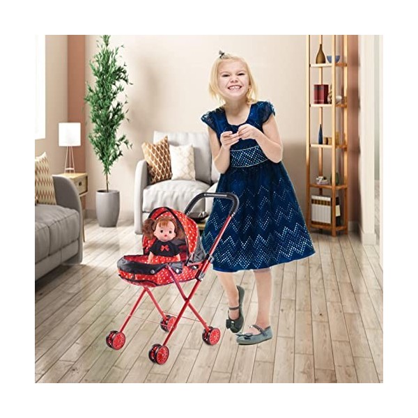 Poussette de poupée pour enfants - Poussette facile à plier - Chaise à bascule pour poupée de bébé, chaise de salle à manger,