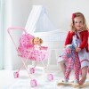 Poussette pour | Poussette Pliable et légère en Rose avec Panier | Poussette pour Enfants Qui stimulent limagination et la V