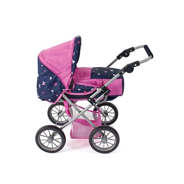 Bayer Chic 2000 - Landau pour poupée Leni, 2 en 1 avec Sac de Transport Amovible, Butterfly Navy-Pink, 560-33, 64 x 37 x 68 c