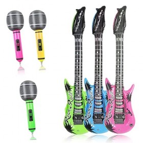 Lot de 6 guitares gonflables, accessoires de fête gonflables, guitares gonflables pour enfants, guitares gonflables pour fête