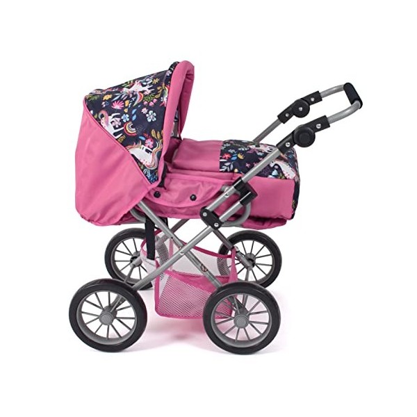 Bayer Chic 2000 - Poussette pour poupée Leni, 2 en 1 avec Sac de Transport Amovible, Licorne, Rose Marine, 560-43