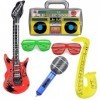 Lot de 6 instruments gonflables Rockstar pour guitare à air - Jouet gonflable - Accessoires de fête - Accessoires de fête - B