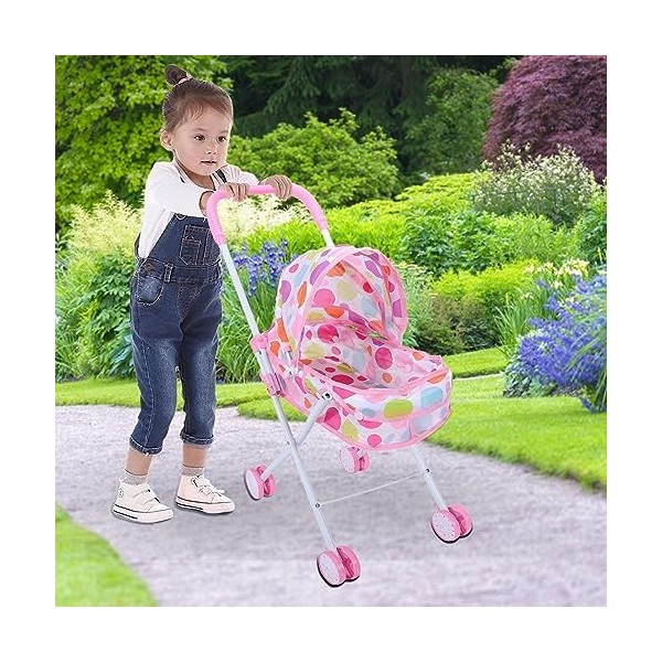 Poussette bébés pour poupées, poupée pour Tout-Petit, Pliable, Siège Voiture poupée avec auvent réglable, Accessoires poupée 