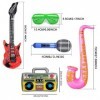 Lot de 6 instruments gonflables Rockstar pour guitare à air - Jouet gonflable - Accessoires de fête - Accessoires de fête - B