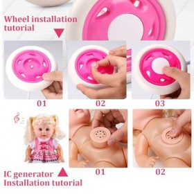 Baby Doll Doller, Baby Doll Care, bébé poupée avec Poussette 2pcs Voix Pliable Baby Doll Pram, Pouchons réalistes