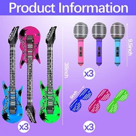 Lot de 9 ballons gonflables en forme détoile musicale pour guitare, micro, accessoires de fête gonflables, accessoires dins