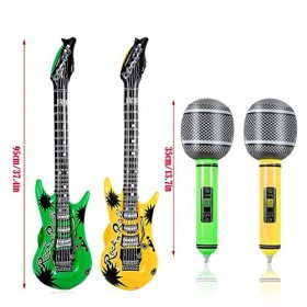 Lot de 4 grands microphones gonflables pour guitare, instruments de musique, ballons gonflables Rock Star - Thème de la musiq