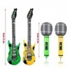 Lot de 4 grands microphones gonflables pour guitare, instruments de musique, ballons gonflables Rock Star - Thème de la musiq