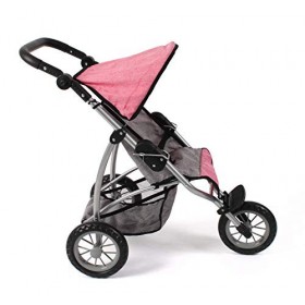 Bayer Chic 2000 - Poussette de poupée Leon, Jogging Buggy, Jogger de poupée pour Enfants de 4 à 8 Ans, mélange Gris, Rose, 75
