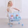 BabyBoo Poussette double chaton avec poupée rose et bleue | Poupée jouet double en bleu avec chats | Poussette parapluie plia