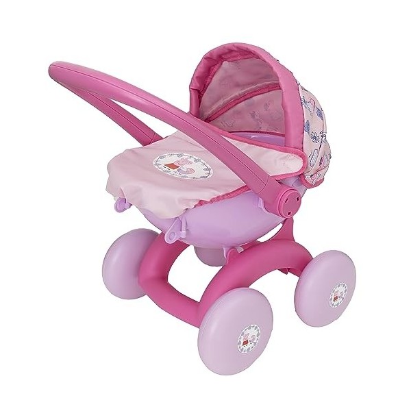 HTI Peppa Pig 4-en-1 Mon premier landau en rose | Poussette et landau jouets pour enfants garçons et filles âgés de 18 mois e