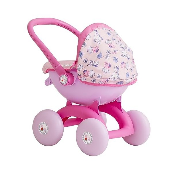 HTI Peppa Pig 4-en-1 Mon premier landau en rose | Poussette et landau jouets pour enfants garçons et filles âgés de 18 mois e