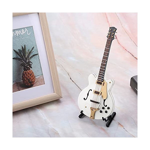 Modèle De Guitare Miniature - 5.5in Mini Classique Blanc Miniature Guitare Électrique Réplique Instrument De Musique Modèle D