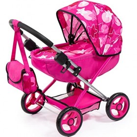 Bayer Design 12749AA Landau pour poupée et poupon Cosy, Poussette de Poupées, pliable, sac, panier de rangement intégré, avec