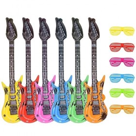 Lot de 12 jouets gonflables pour fête à thème festival cosplay 6 guitares 6 verres