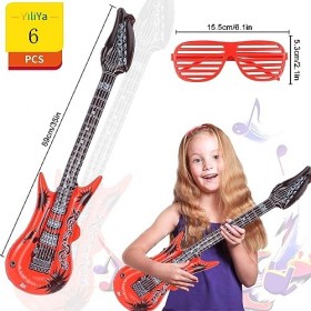 Lot de 12 jouets gonflables pour fête à thème festival cosplay 6 guitares 6 verres