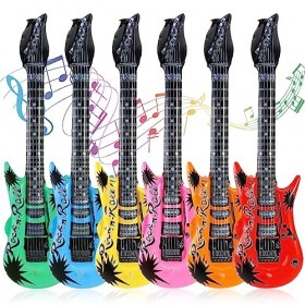 Lot de 6 guitares gonflables pour enfants, instruments gonflables, guitares à gonfler, décoration de fête danniversaire