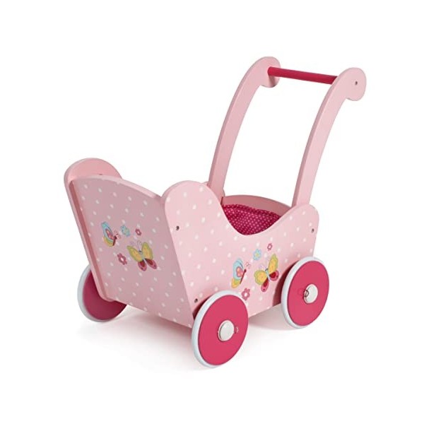 Poussette de poupée en Bois pour poupées jusquà 54 cm - Hauteur coulissante : 43 cm