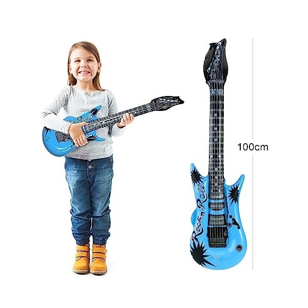 Lot de 6 guitares gonflables pour enfants, instruments gonflables, guitares à gonfler, décoration de fête danniversaire