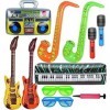 Ensemble dinstruments gonflables de 11 pièces, guitare gonflable pour enfants, ensemble de jouets gonflables rock star acces