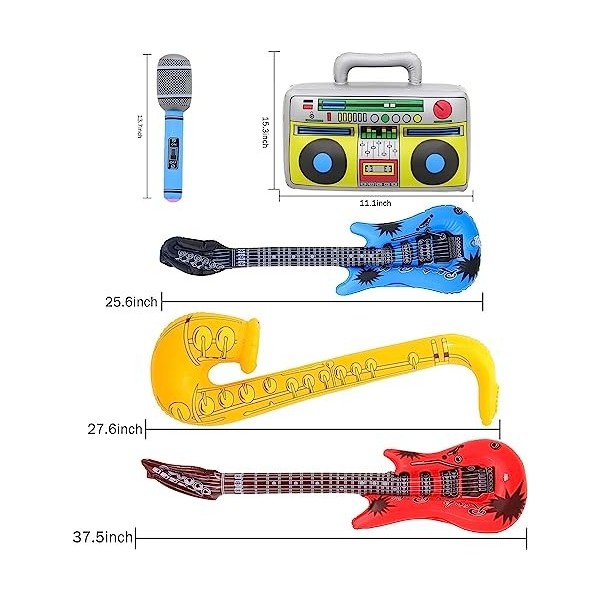 Ensemble dinstruments gonflables de 11 pièces, guitare gonflable pour enfants, ensemble de jouets gonflables rock star acces