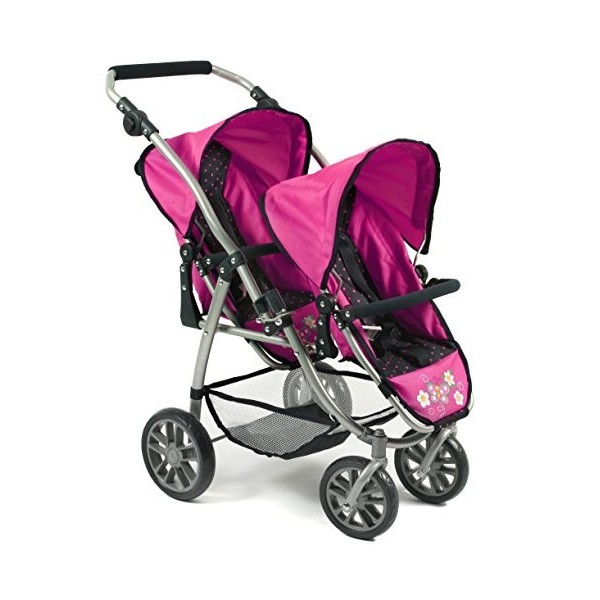 Bayer Chic 2000 689 12 – Tandem Buggy Vario, Pois, Bleu/Rose