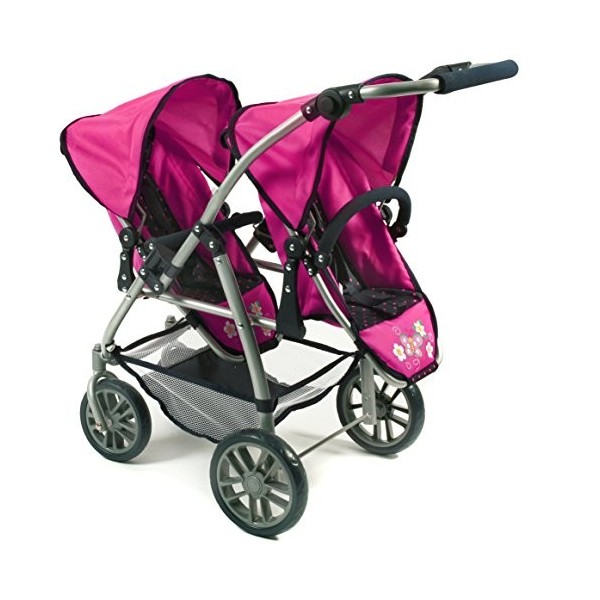 Bayer Chic 2000 689 12 – Tandem Buggy Vario, Pois, Bleu/Rose