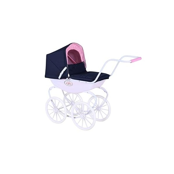 KNORRTOYS.COM- Poussette pour poupée Classic Pram-Bleu Marine/Rose/Princesse, 63601, 62 x 80 x 71 cm