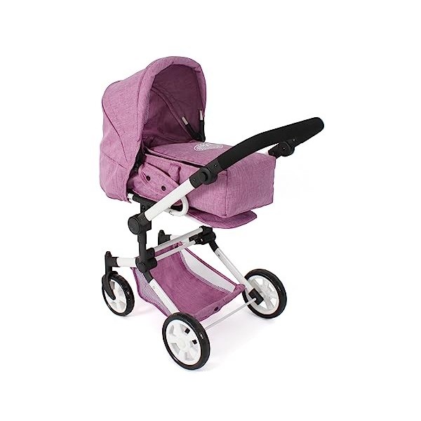 Bayer Chic 2000 587-62 Poussette pour poupée Jara, poussette combinée 2 en 1 pour enfants de 4 à 8 ans, rose jeans