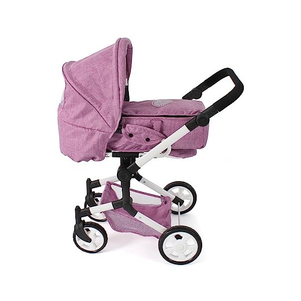 Bayer Chic 2000 587-62 Poussette pour poupée Jara, poussette combinée 2 en 1 pour enfants de 4 à 8 ans, rose jeans