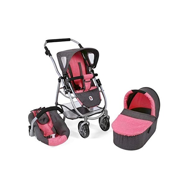 Bayer Chic 2000-Poussette combinée Emotion 3 en 1 Tout-en-Un, 637 41, Anthracite/Rose mélangé