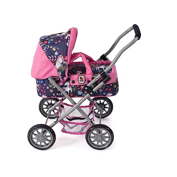 Bayer Chic 2000 Poussette de poupée Smarty, petite poussette de poupée pour enfants à partir de 2 ans, licorne, bleu marine/r