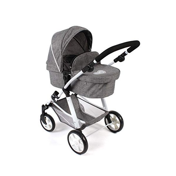 Bayer Chic 2000-Nel Poussette combinée 2 en 1 pour poupée jusquà 50 cm, 568 76, Couleur : Gris Jean