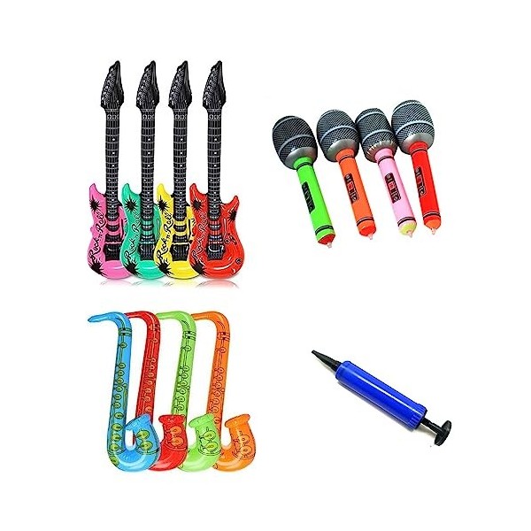 Orssmigs 13 Pièces Guitare Gonflable Instrument Microphones de Guitare Gonflables Jouet de Guitare Instrument Gonflable Acces