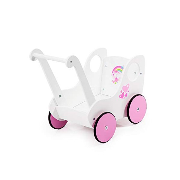 Bayer Design- Landau pour Poupée, Poussette, Chariot De Marche, 52403AA, Blanc, Rose