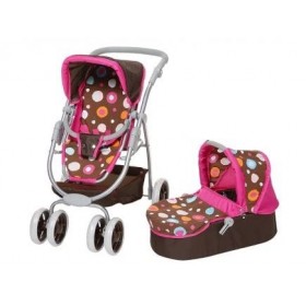 Landau Combi Poussette 2 en 1 poupée - dim 55x43cm - poignée : réglable de 43 à 82 cm - Set Accessoire poupée + 1 Carte Tigre