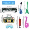 17 Pièces Gonflables Instruments Colorés Guitare Gonflable Saxophone Piano Gonflable Basse Gonflable Lunettes Radio Gonflable