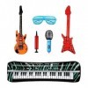 UYUYong Instruments Gonflables Coloré Guitare Gonflable Rock Star Décoration Disco pour Enfants Guitare Gonflable Basse + Pia