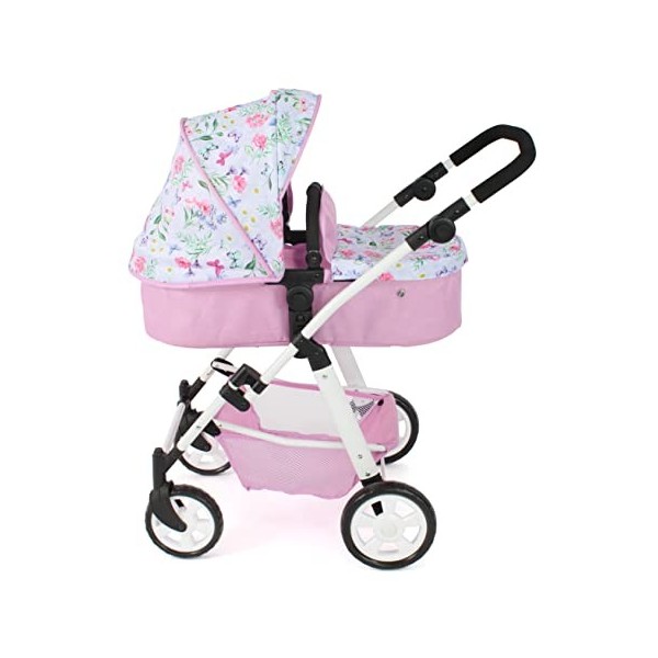 Bayer Chic 2000 - Poussette combinée Nele, 2 en 1 pour Enfants de 4 à 8 Ans, Flowers, Rose