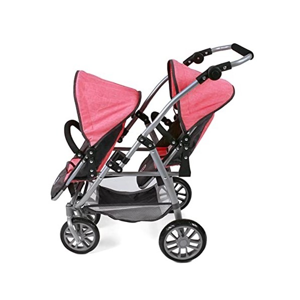 Tandembuggy Vario Poussette Double pour 2 poupées, Poussette pour Enfants de 4 à 8 Ans