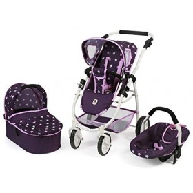 Bayer Chic 2000 Emotion All in Poussette pour poupée 3 en 1 Comprenant nacelle, siège Sport et siège Auto, étoiles Violet, 63
