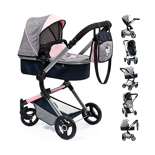 Bayer Design 18427AA Neo Vario Landau pour poupée, Gris, Bleu, Rose