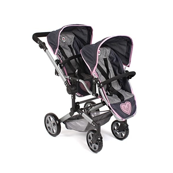 Bayer Chic 2000 - Poussette pour poupée Linus Duo pour Enfants de 4 à 8 Ans, mélange de Gris, Bleu Marine, 690-26