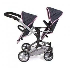 Bayer Chic 2000 - Poussette pour poupée Linus Duo pour Enfants de 4 à 8 Ans, mélange de Gris, Bleu Marine, 690-26
