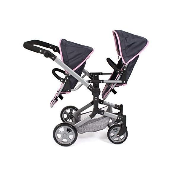 Bayer Chic 2000 - Poussette pour poupée Linus Duo pour Enfants de 4 à 8 Ans, mélange de Gris, Bleu Marine, 690-26